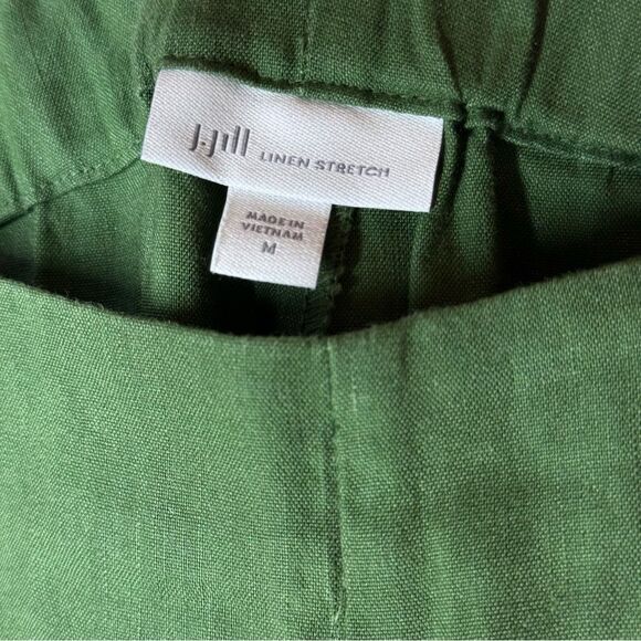 J.Jill Stretch Linen Trouser Pull On Flat Front Split Hem in Moss Olive M - Picture 7 of 9